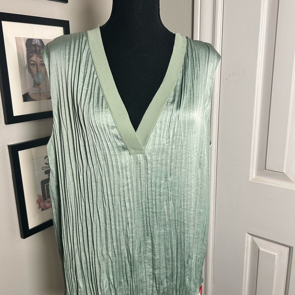 Vince Sage Green Pleated Blouse